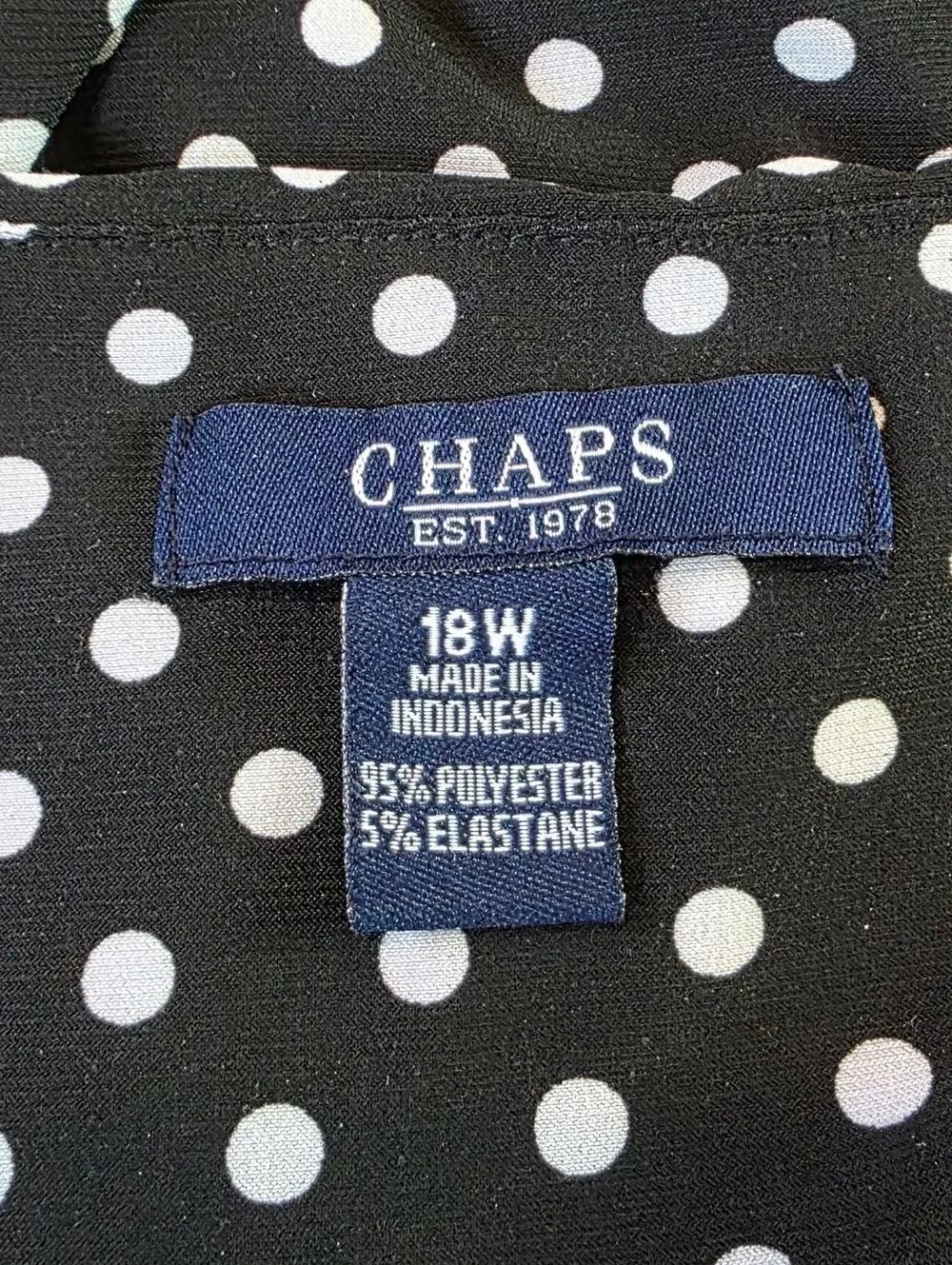 Chaps Black & White Polka-dot Print V-neck Cap Sleeve A-line Dress - Picture 5 of 6